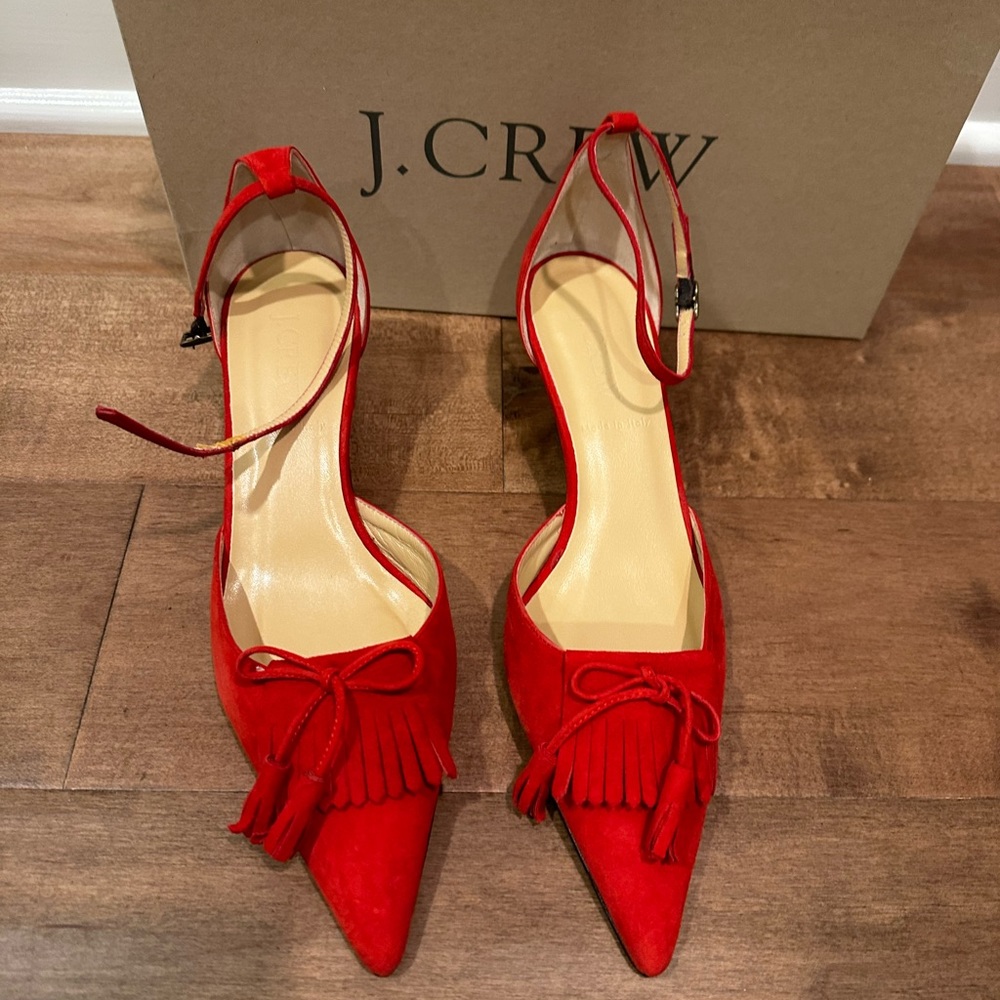J. Crew RED Suede Kitten Heels 👠 🔥